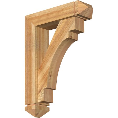 Merced Arts And Crafts Rough Sawn Bracket W/ Offset Brace, Western Red Cedar, 6W X 22D X 30H